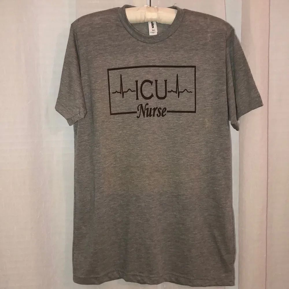 ICU Nurse M Gray Telemetry Strip Short Sleeve Tee
